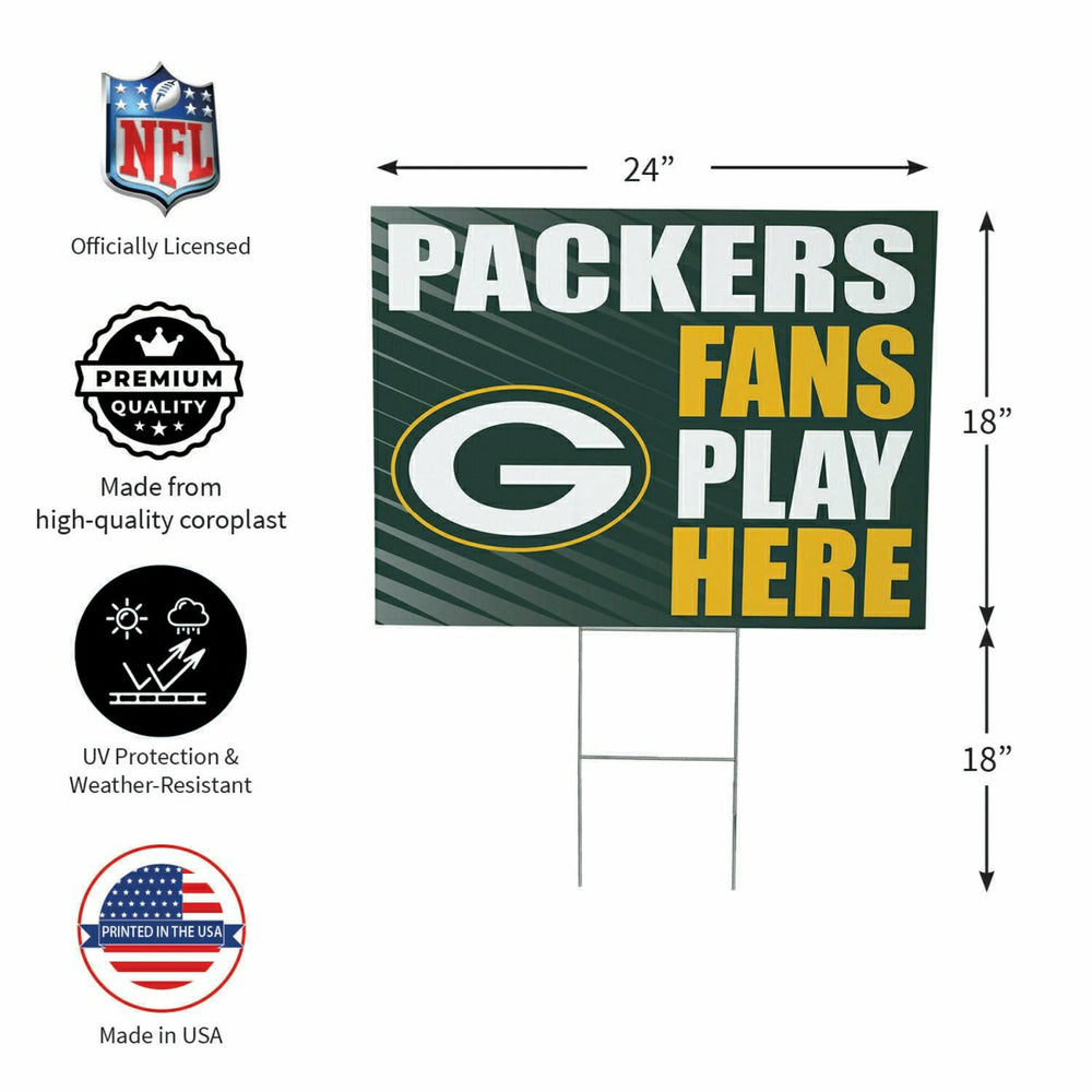 Green Bay Packers Coroplast Yard Sign "Fans Play Here", NFL, Home