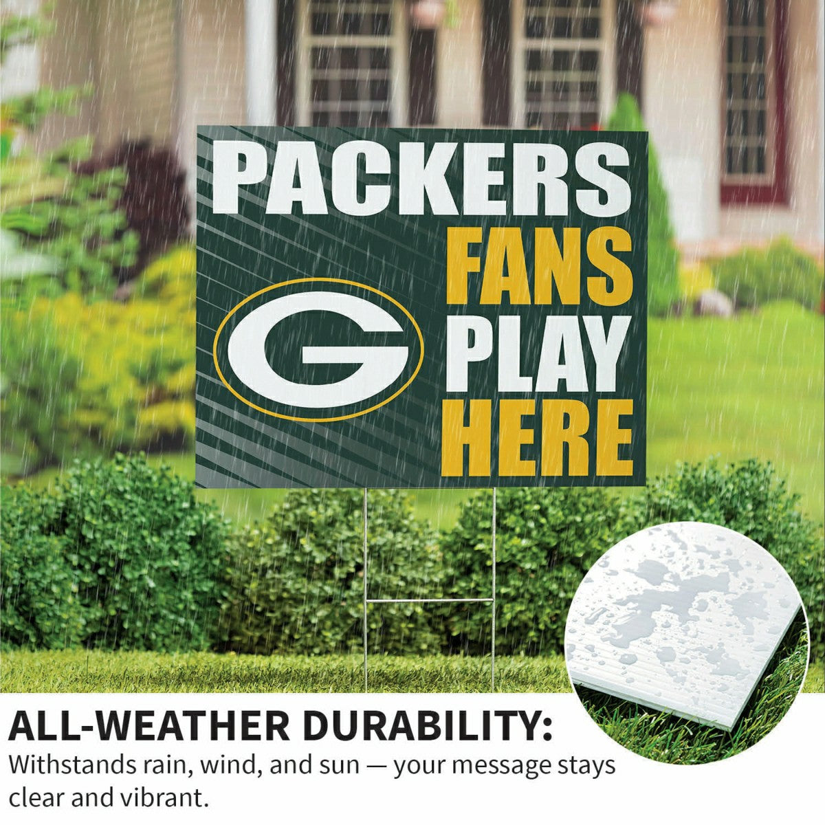 Green Bay Packers Coroplast Yard Sign "Fans Play Here", NFL, Home