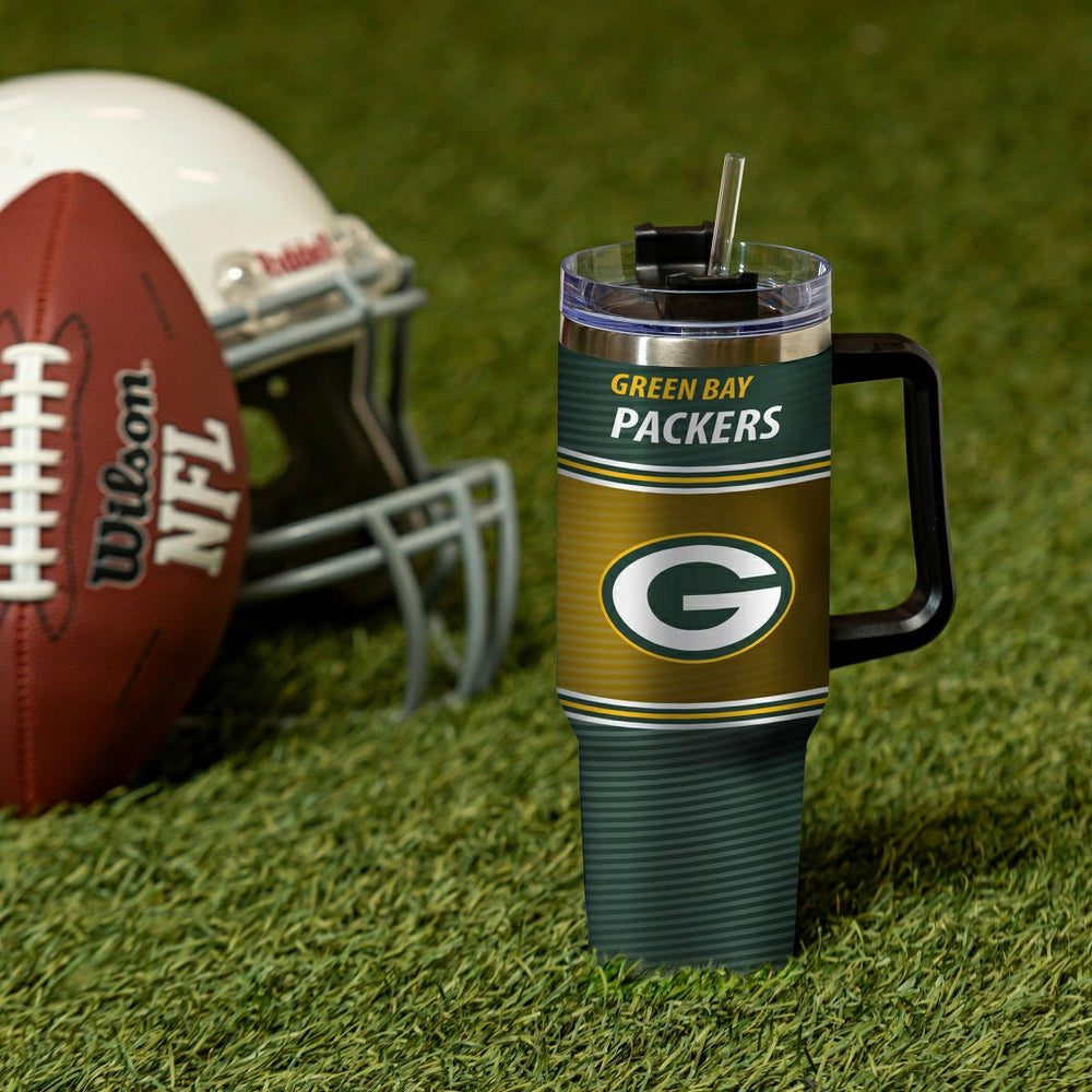 40oz Stainless Steel Canyon Cup w/ Straw, Green Bay Packers, NFL, Home