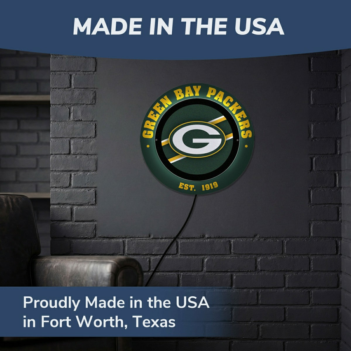 Green Bay Packers, Metal Lite, Round, NFL
