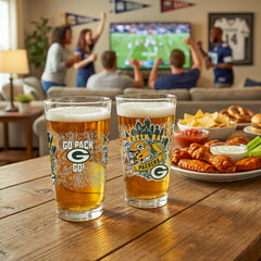Green Bay Packers 16oz Glass pint, Set of 2, NFL, Home