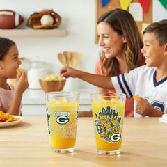 Green Bay Packers 16oz Glass pint, Set of 2, NFL, Home