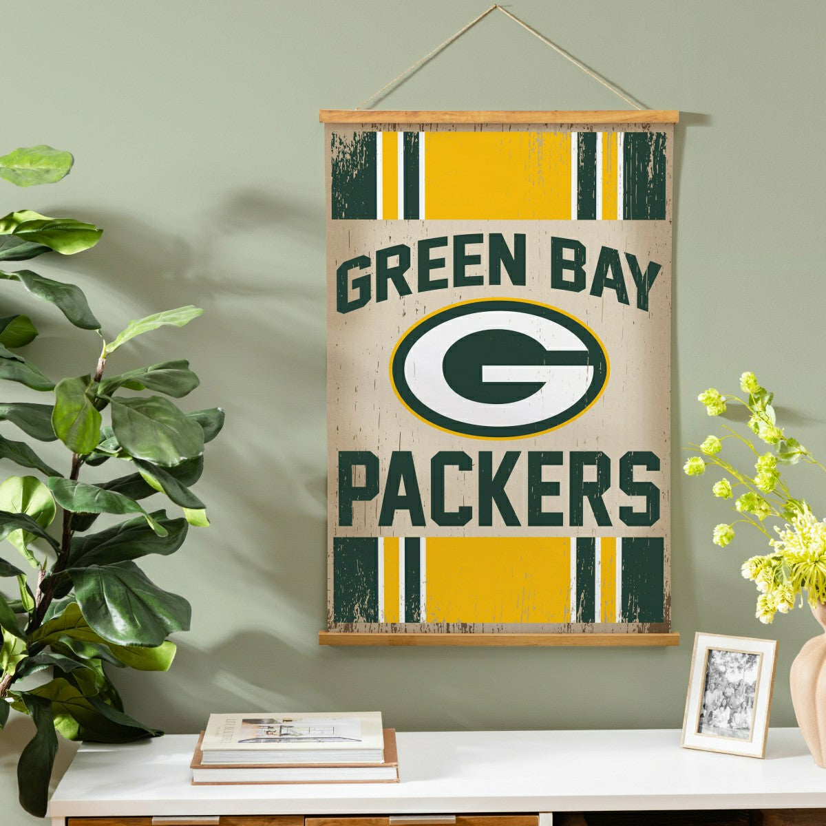 Green Bay Packers, Canvas Wall Tapestry, Medium, 36x24, NFL, Home