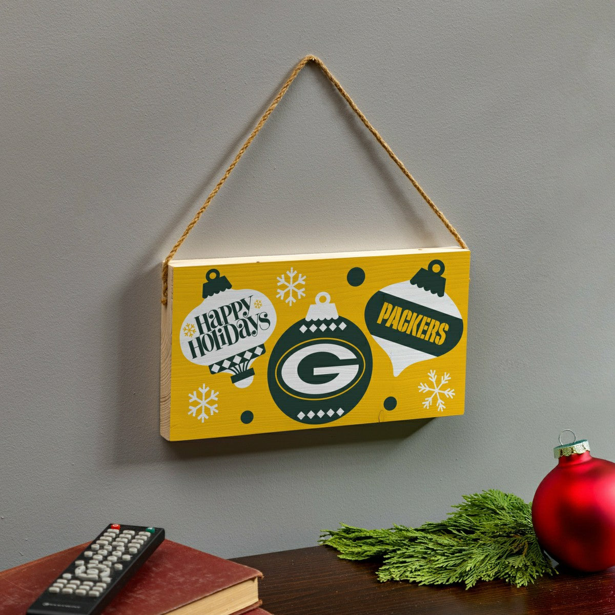 Green Bay Packers Holiday Wood Wall Sign, 6x11, NFL, Home