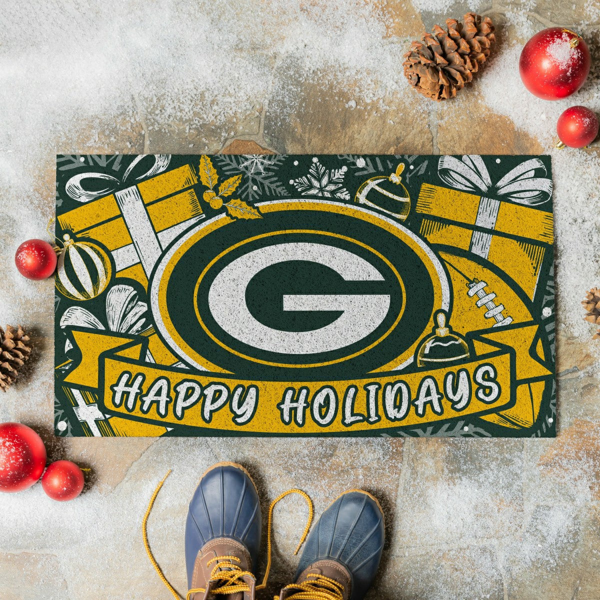 Green Bay Packers Holiday PVC Mat, 28"x16", NFL