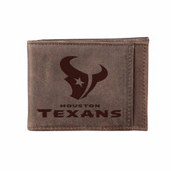 Front Pocket Wallet w/ RFID Blocking, Houston Texans, Brown, NFL, Home
