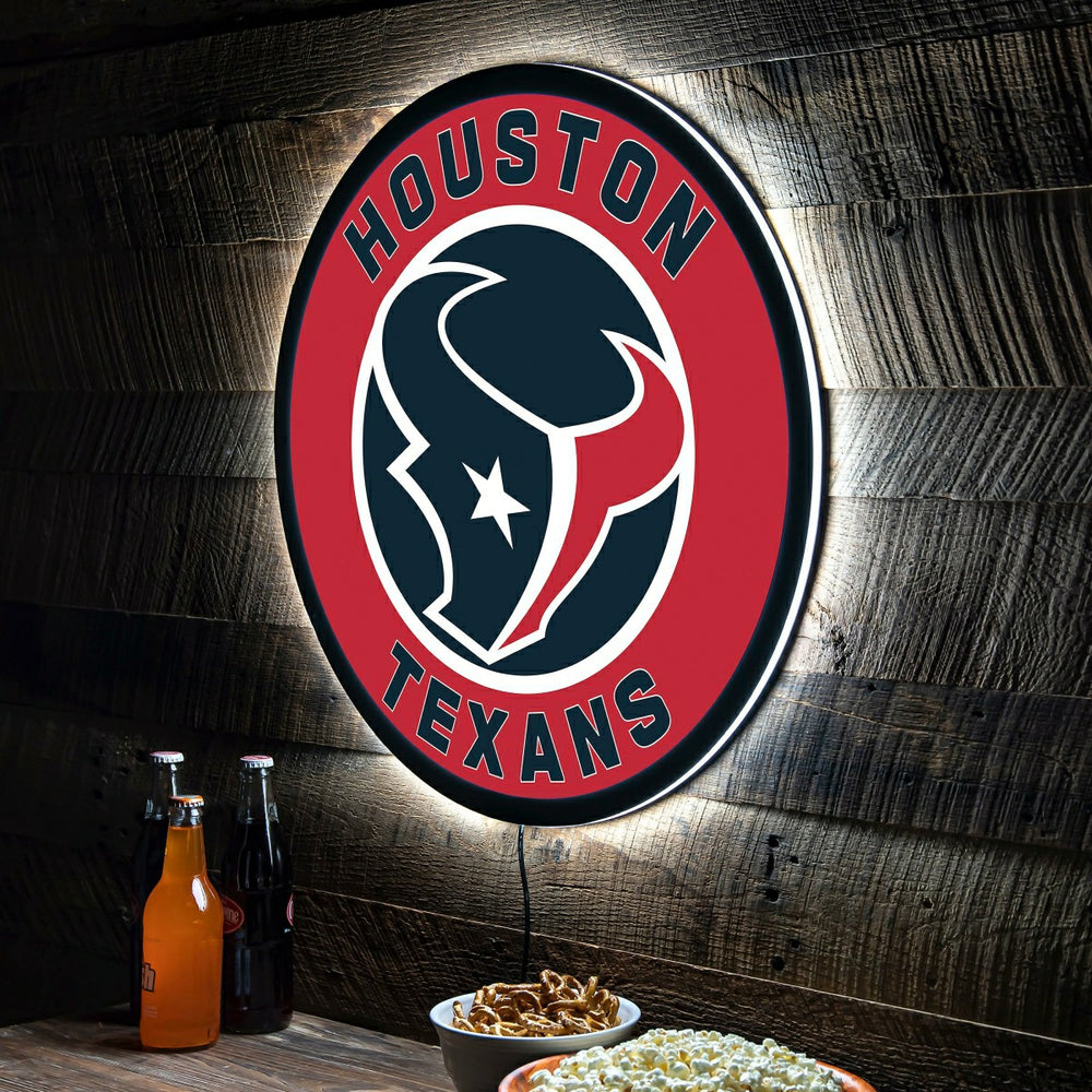 LED Wall Decor, Round, Houston Texans, NFL, Home