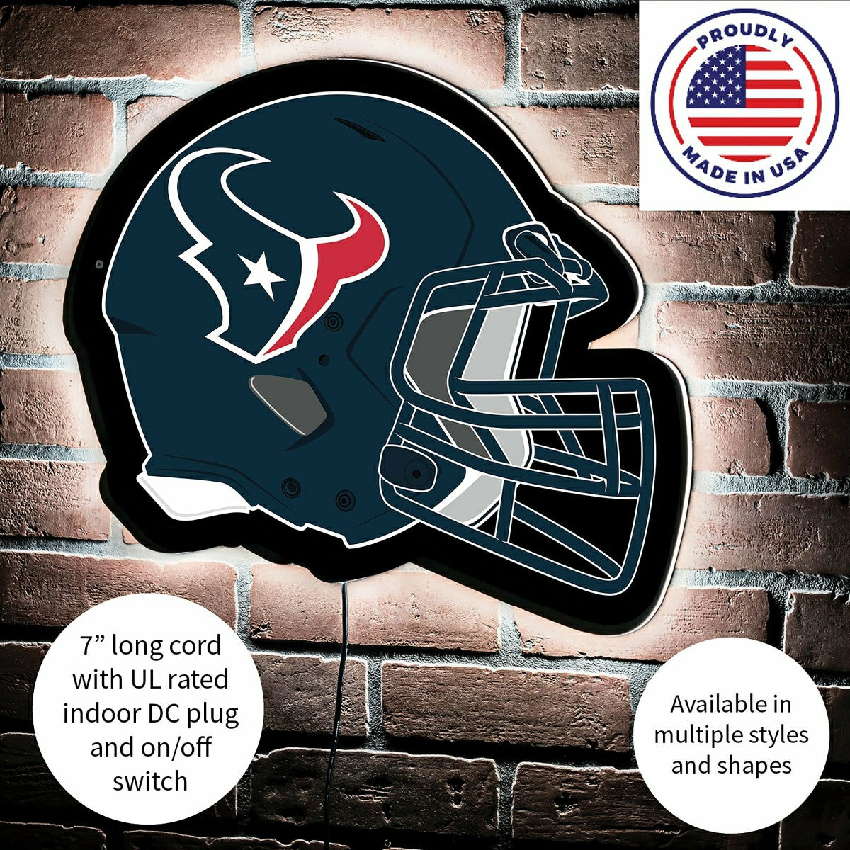 LED Wall Decor, Helmet, Houston Texans, NFL, Home