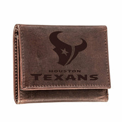 Houston Texans, Tri-Fold Wallet, Brown, CH, 100% Genuine Leather, NFL, Home
