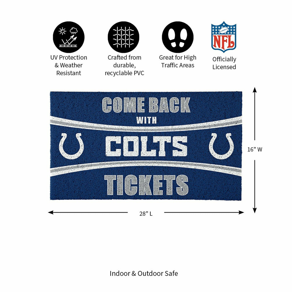 28" x 16" PVC Trapper Mat, Come Back with Tickets, Indianapolis Colts, NFL