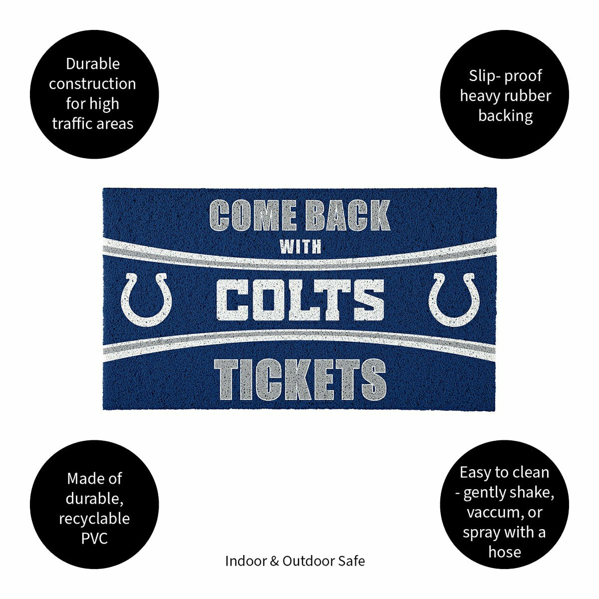 28" x 16" PVC Trapper Mat, Come Back with Tickets, Indianapolis Colts, NFL