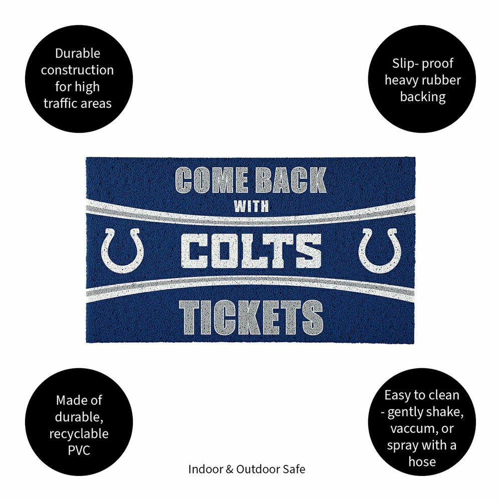 28" x 16" PVC Trapper Mat, Come Back with Tickets, Indianapolis Colts, NFL