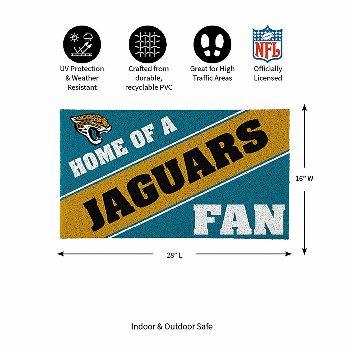 Jacksonville Jaguars, PVC Mat COLOR, Home of a Fan, NFL