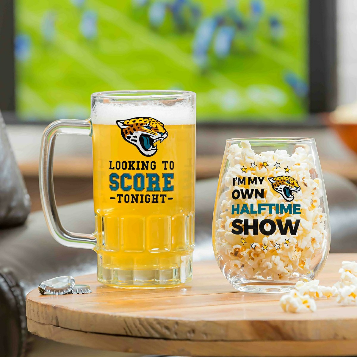 Jacksonville Jaguars, Stemless 17OZ Wine & Beer 16 OZ Gift Set, NFL, Home