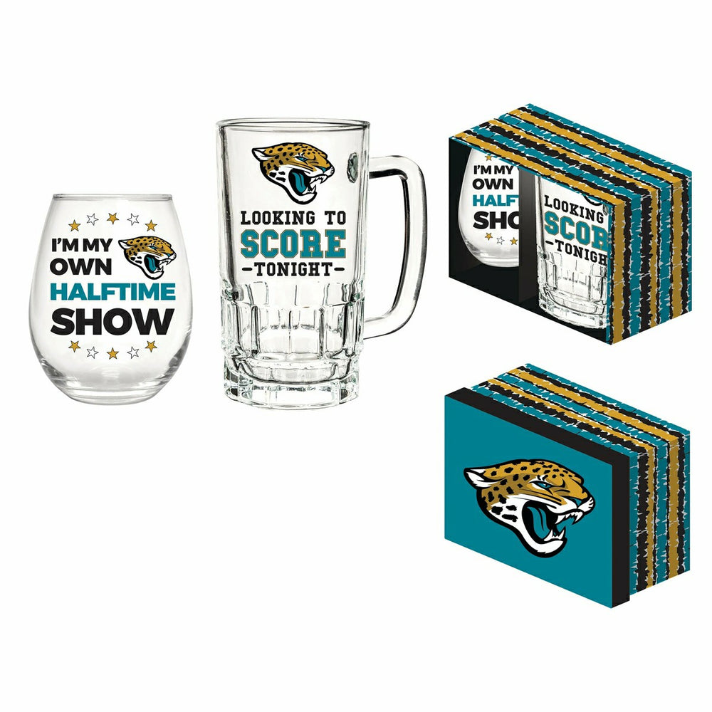 Jacksonville Jaguars, Stemless 17OZ Wine & Beer 16 OZ Gift Set, NFL, Home