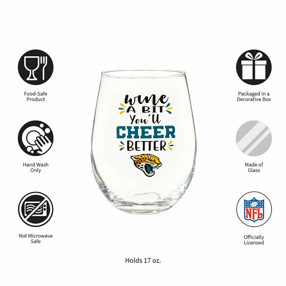 Jacksonville Jaguars, 17oz Boxed Stemless Wine, NFL, Home