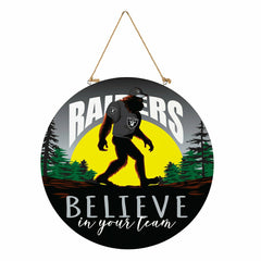 Las Vegas Raiders Bigfoot Round Door Décor with Hanging Rope, 18x18, NFL, Home