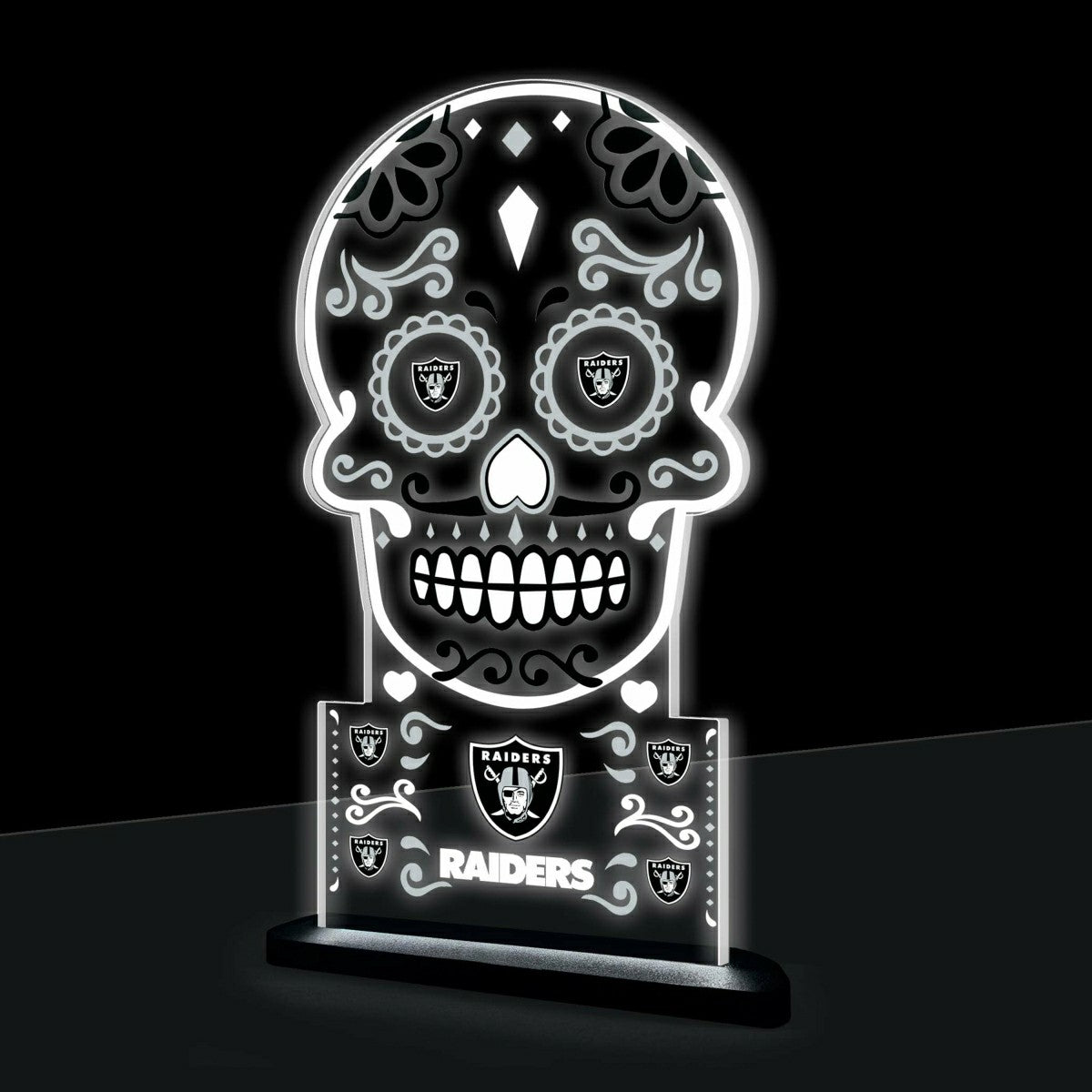 Las Vegas Raiders NFL Football Sugar Skull Desklite LED Decor, NFL, Home