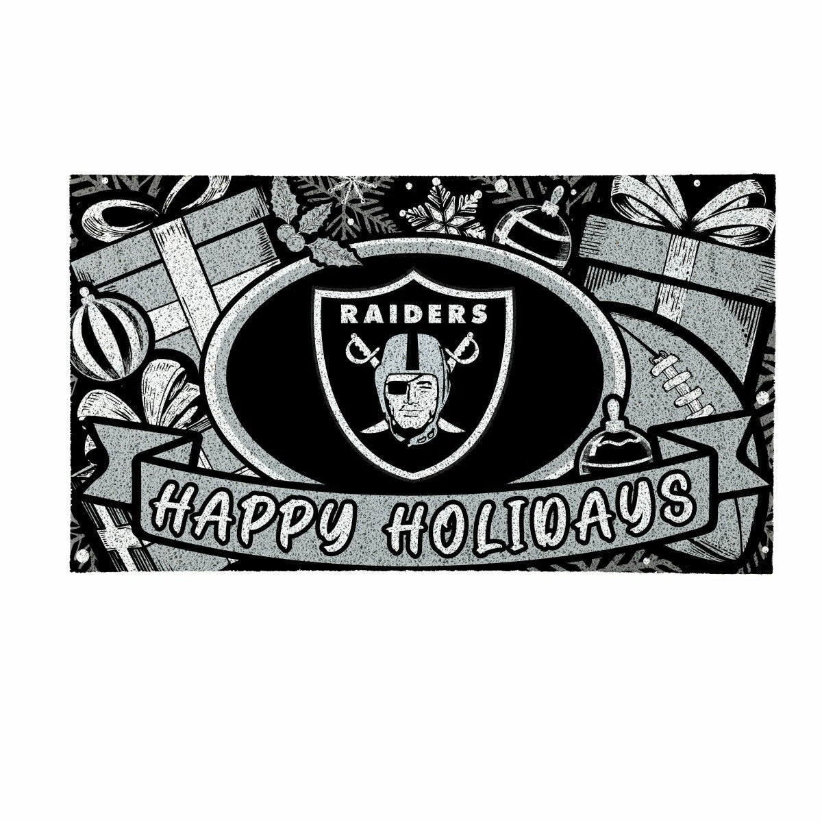 LAS VEGAS RAIDERS Holiday PVC Mat, 28"x16", NFL
