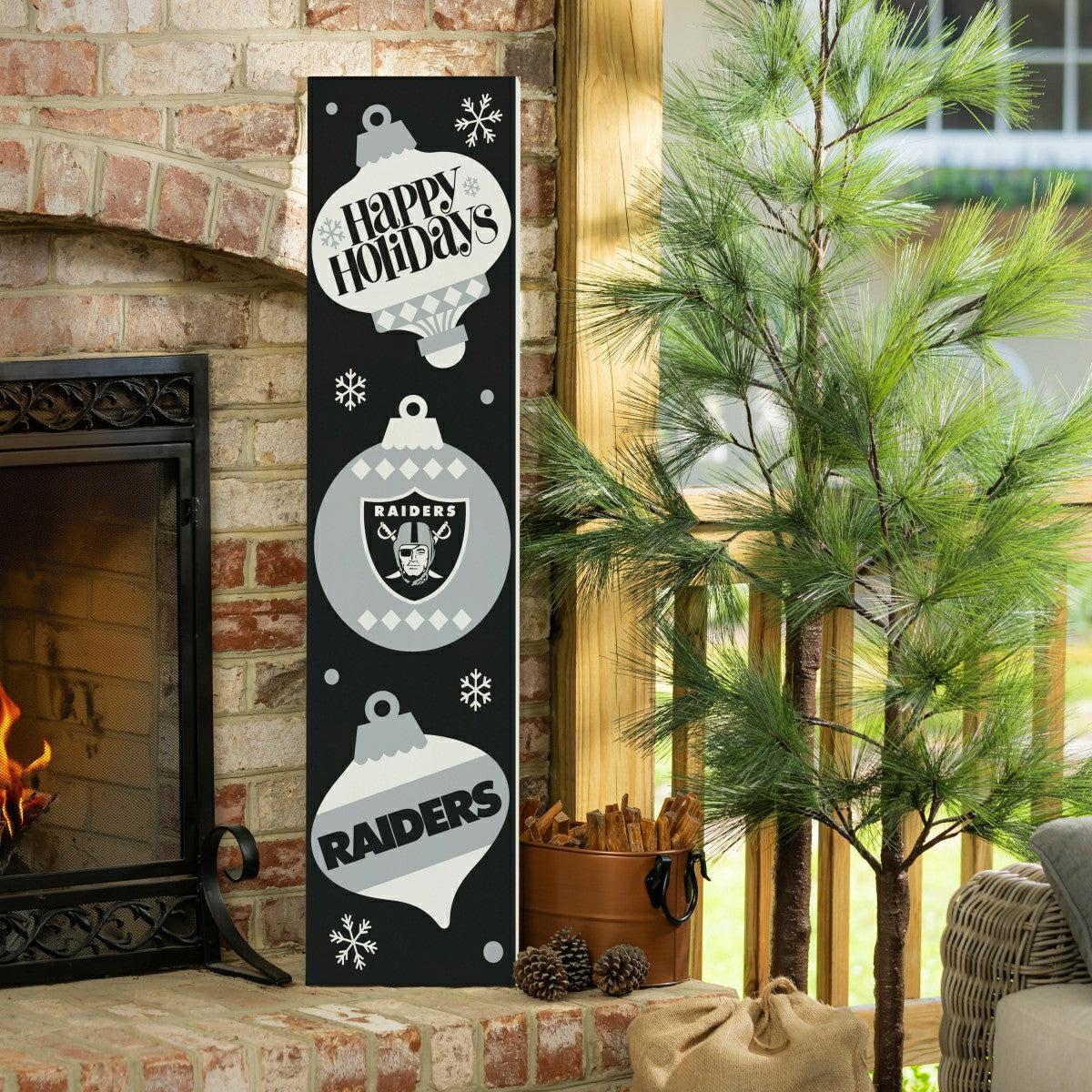 47" Double Sided Leaner, Las Vegas Raiders, Christmas, NFL, Home