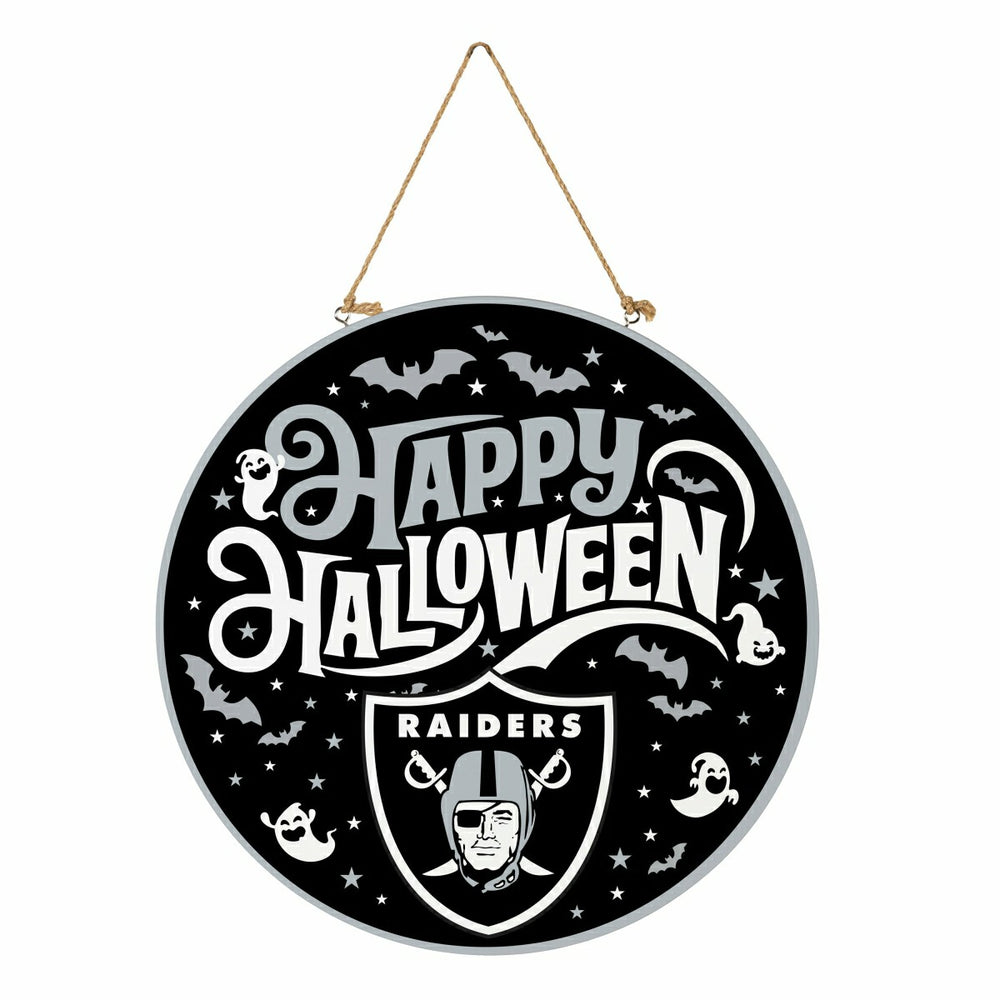 Las Vegas Raiders Halloween Round Door Décor with Hanging Rope, 18x18, NFL, Home
