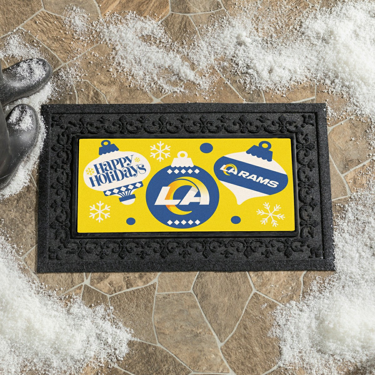 Los Angeles Rams Holiday Flocked Coir Sassafras Switch Mat, 22"x10", NFL