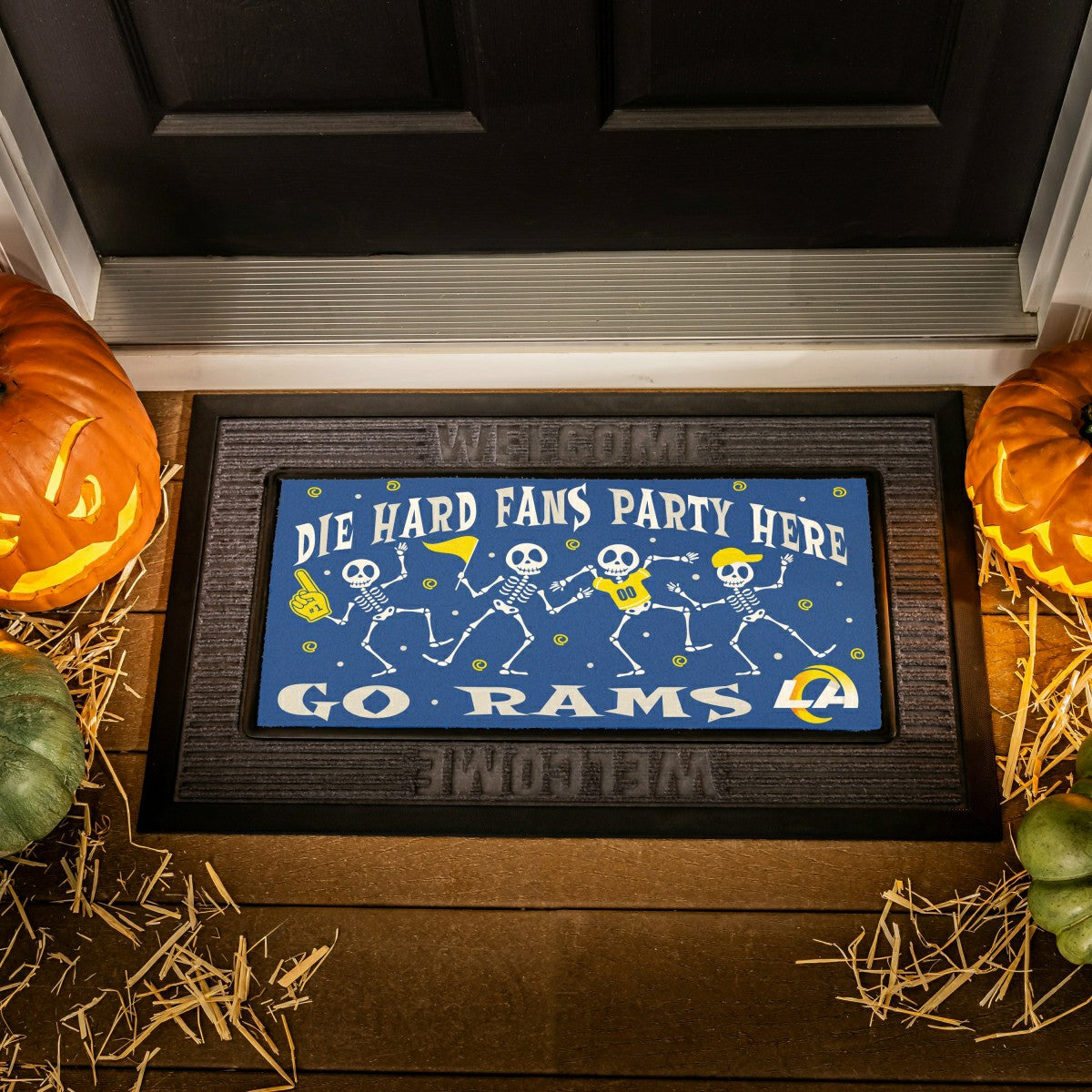 Los Angeles Rams Flocked Coir Halloween Sassafras Switch Mat, 22"x10", NFL