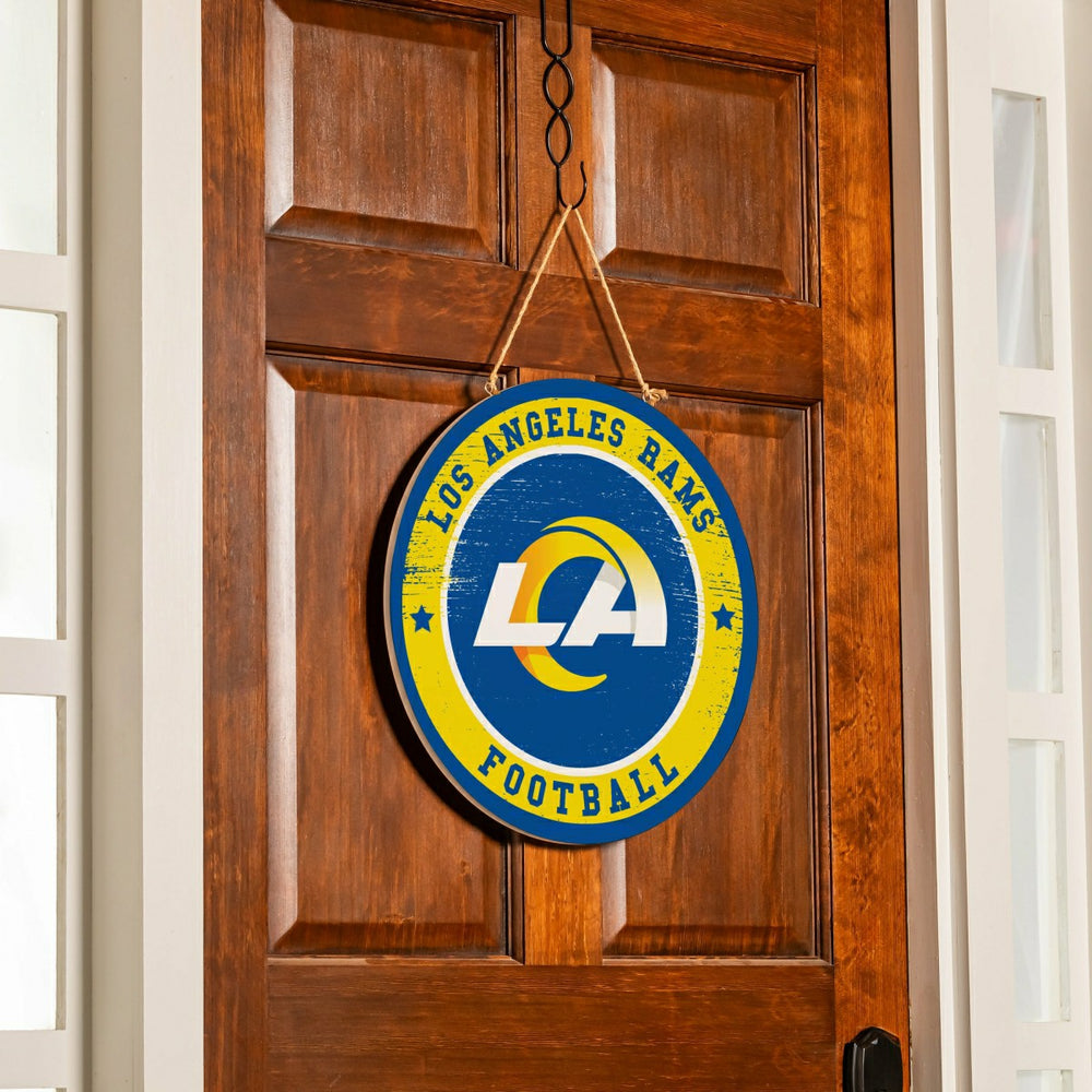 Los Angeles Rams Round Door Décor with Hanging Rope, 18x18, NFL, Home