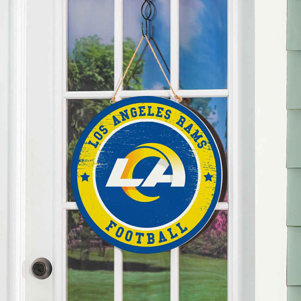 Los Angeles Rams Round Door Décor with Hanging Rope, 18x18, NFL, Home