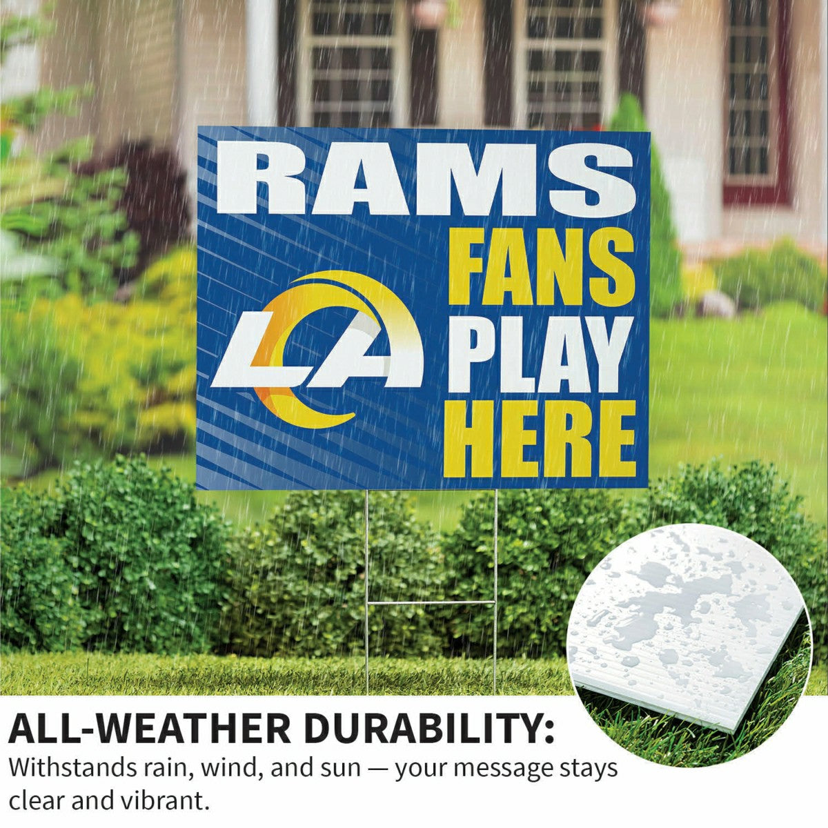 Los Angeles Rams Coroplast Yard Sign "Fans Play Here", NFL, Home