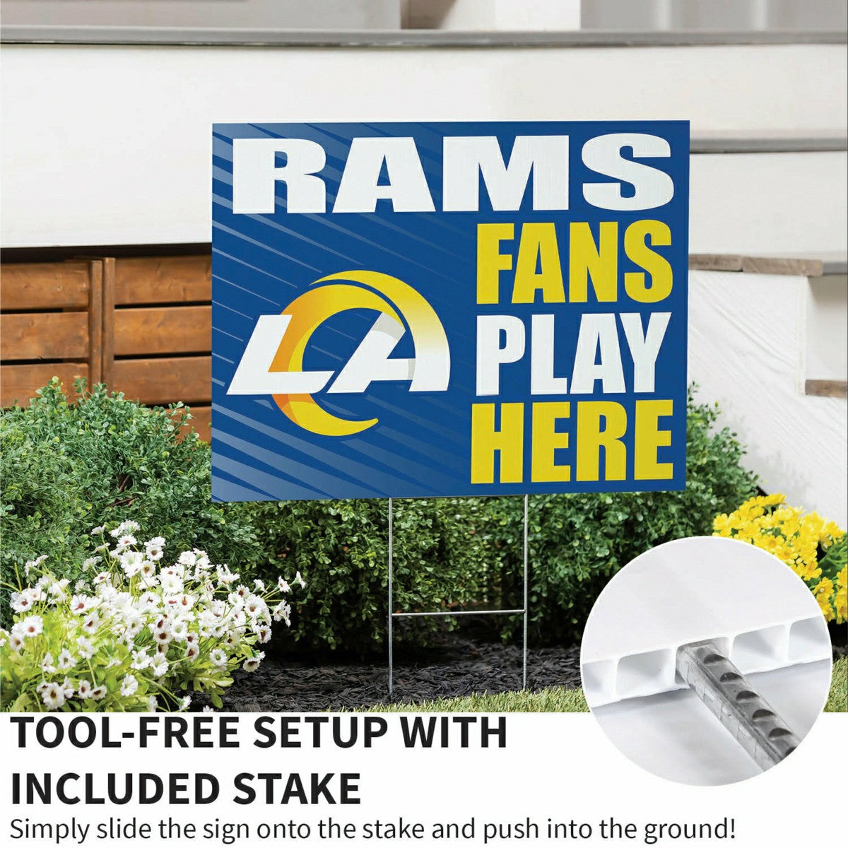 Los Angeles Rams Coroplast Yard Sign "Fans Play Here", NFL, Home