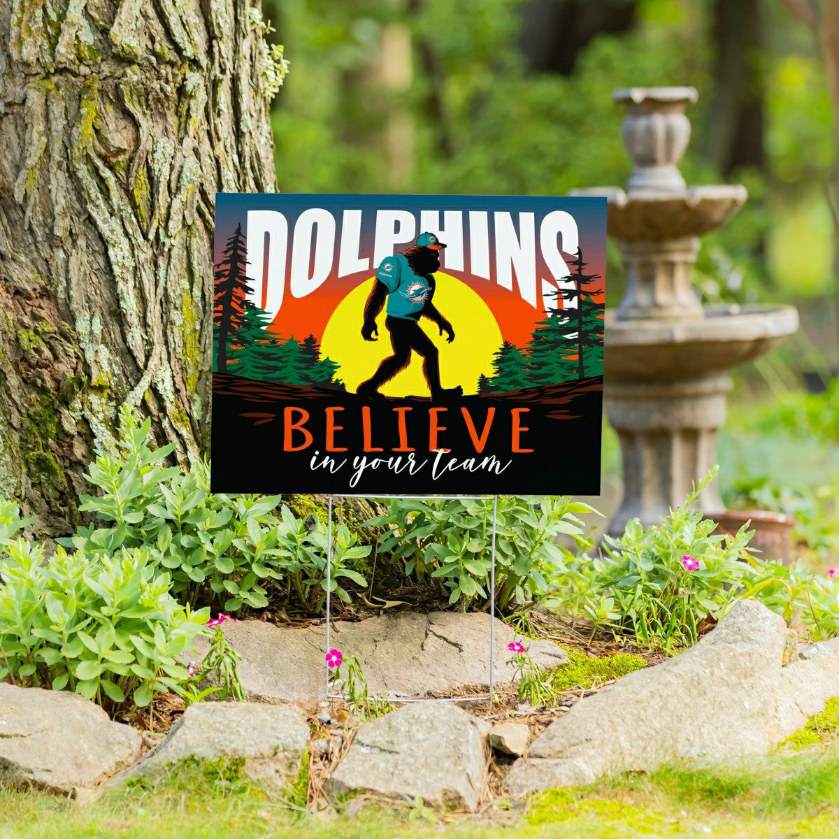 Miami Dolphins Yard Sign, Bigfoot, NFL, Home