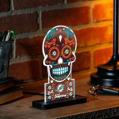 Miami Dolphins NFL Football Sugar Skull Desklite LED Decor, NFL, Home