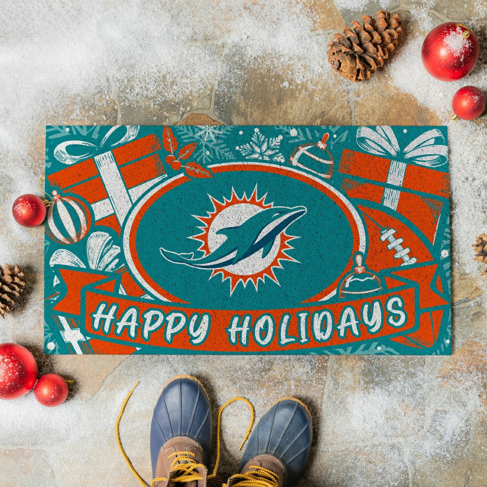 Miami Dolphins Holiday PVC Mat, 28"x16", NFL
