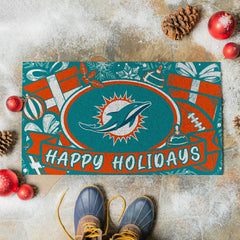 Miami Dolphins Holiday PVC Mat, 28"x16", NFL