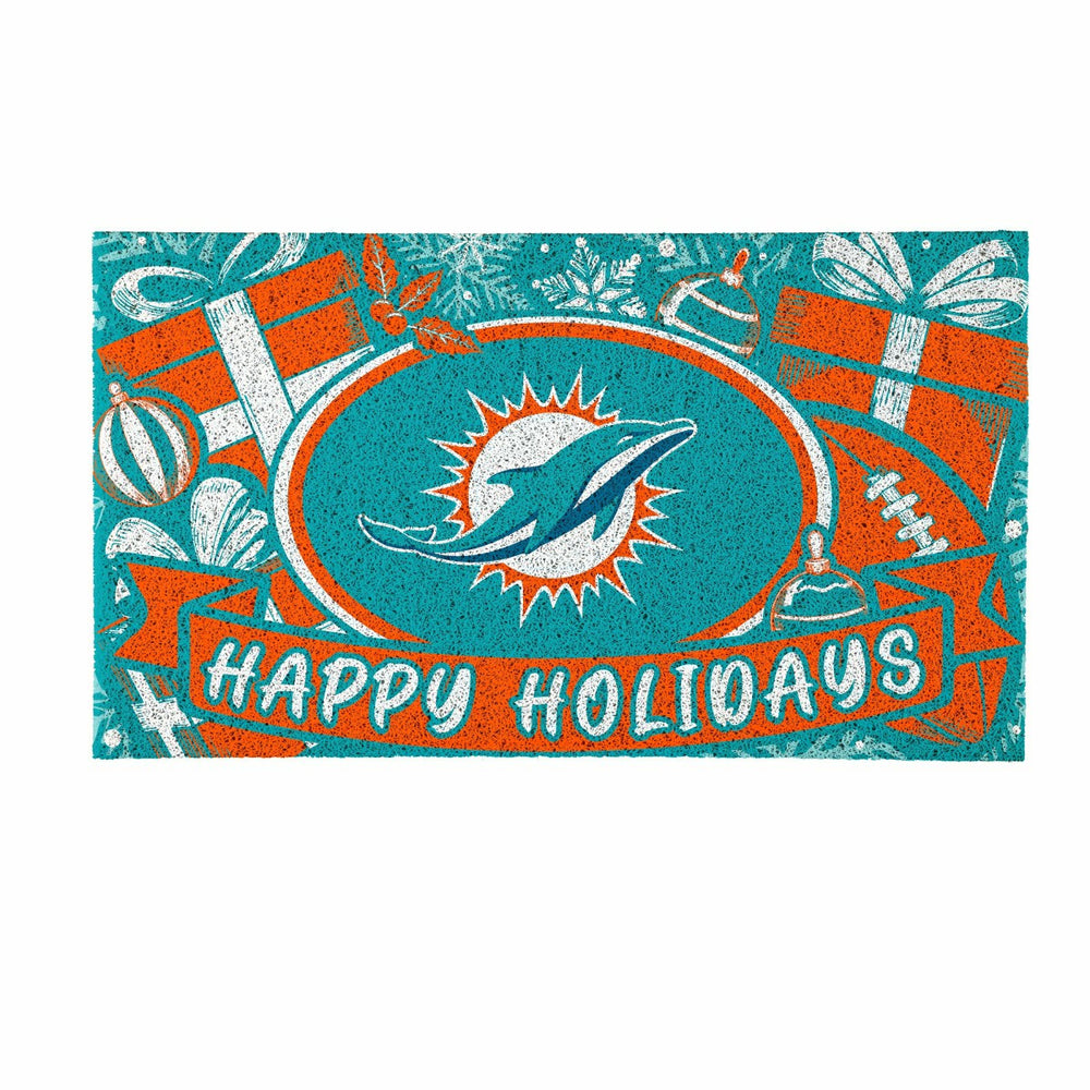Miami Dolphins Holiday PVC Mat, 28"x16", NFL