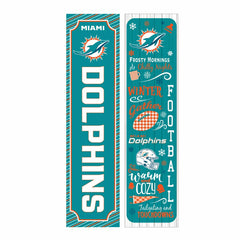 46" Double Sided Leaner, Miami Dolphins, Winter Seasonal, NFL, Home