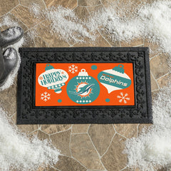 Miami Dolphins Holiday Flocked Coir Sassafras Switch Mat, 22"x10", NFL