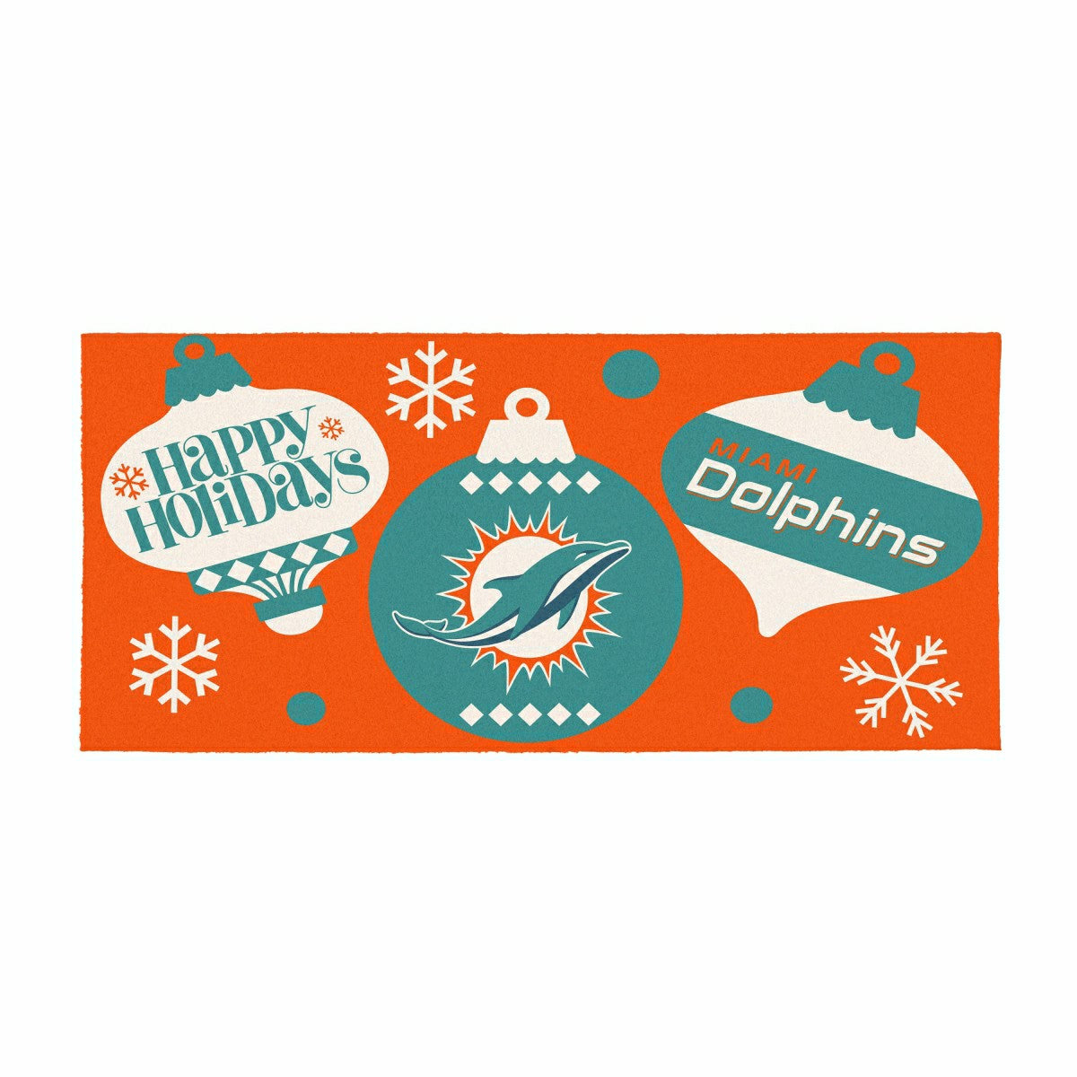 Miami Dolphins Holiday Flocked Coir Sassafras Switch Mat, 22"x10", NFL