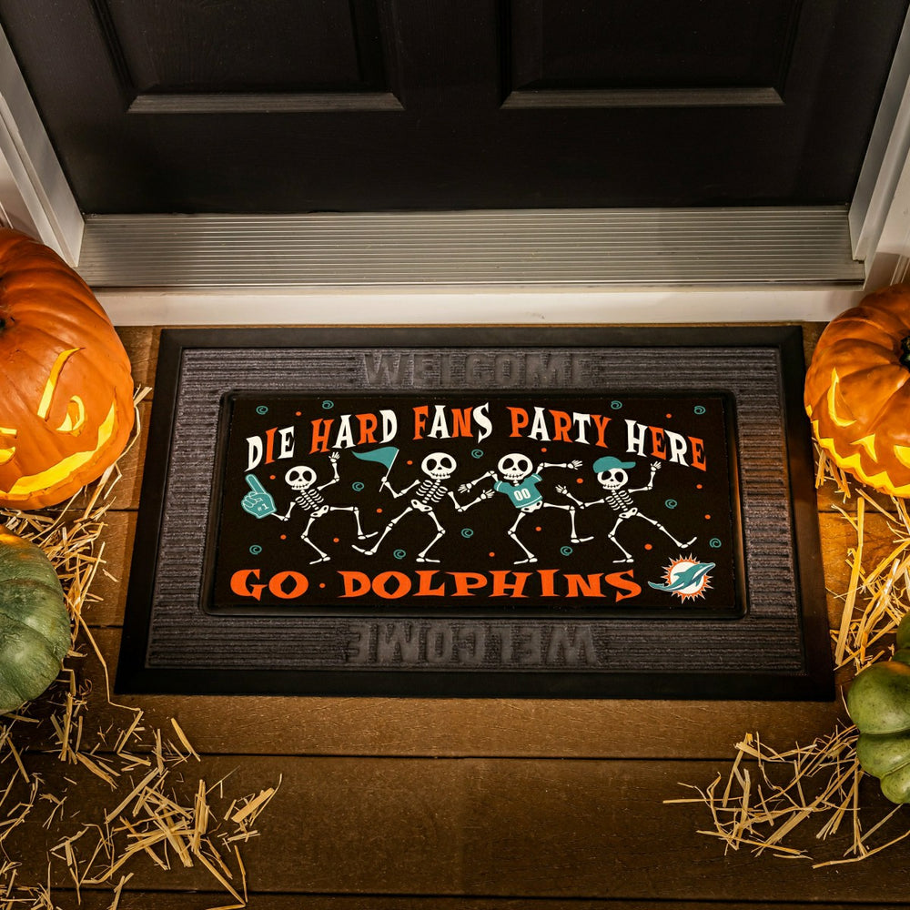 Miami Dolphins Flocked Coir Halloween Sassafras Switch Mat, 22"x10", NFL