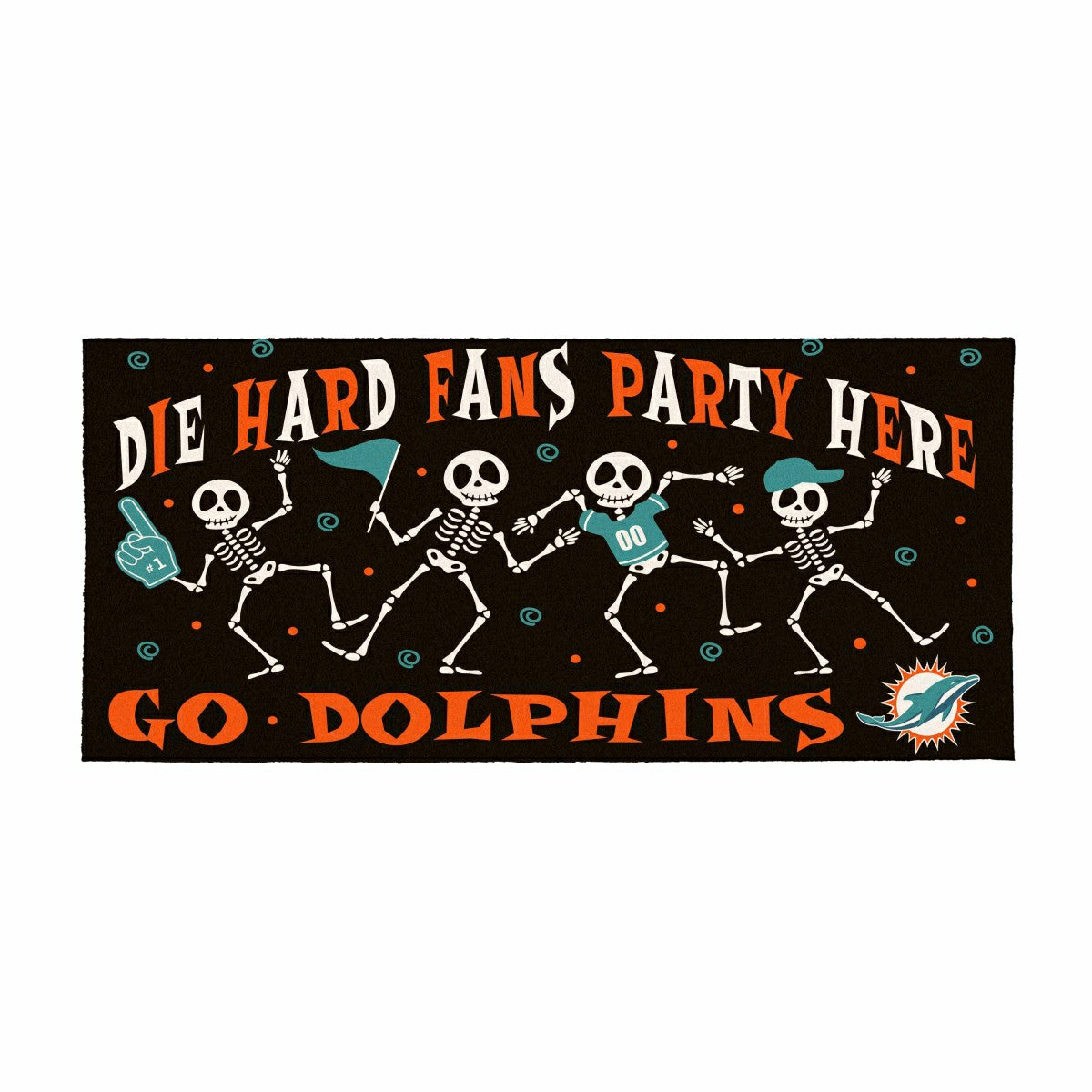 Miami Dolphins Flocked Coir Halloween Sassafras Switch Mat, 22"x10", NFL