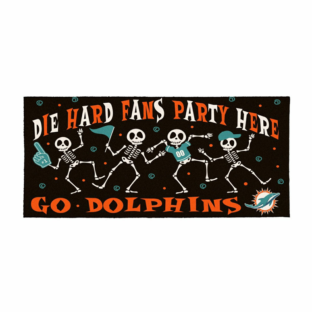 Miami Dolphins Flocked Coir Halloween Sassafras Switch Mat, 22"x10", NFL