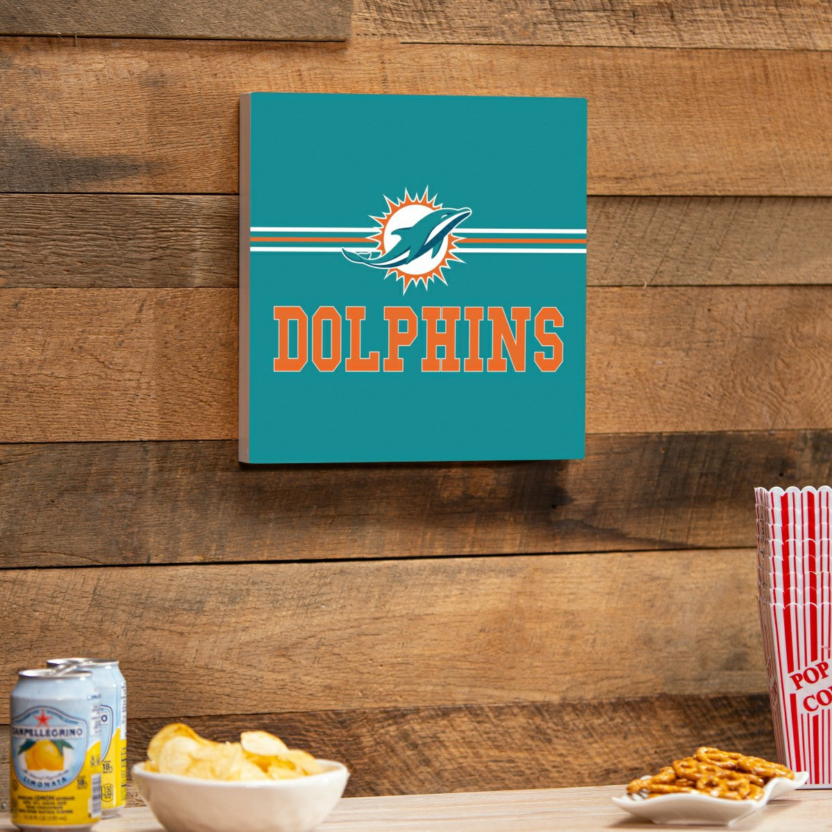 Miami Dolphins Wood Wall Sign, 12x12, NFL, Home