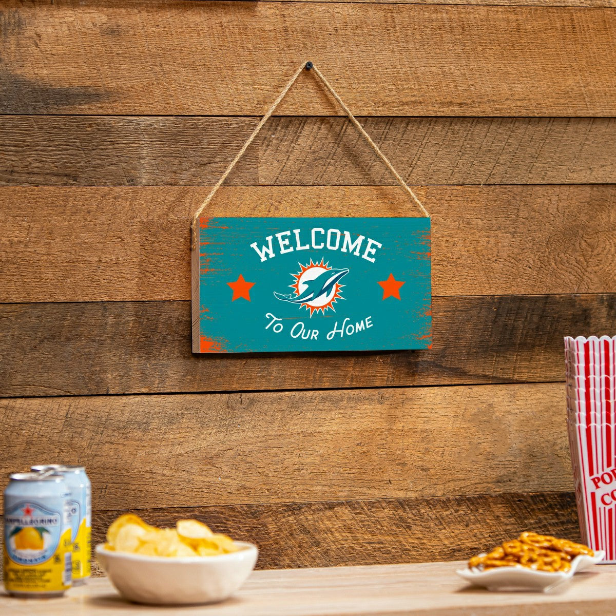 Miami Dolphins Wood Wall Sign, 6x11, NFL, Home