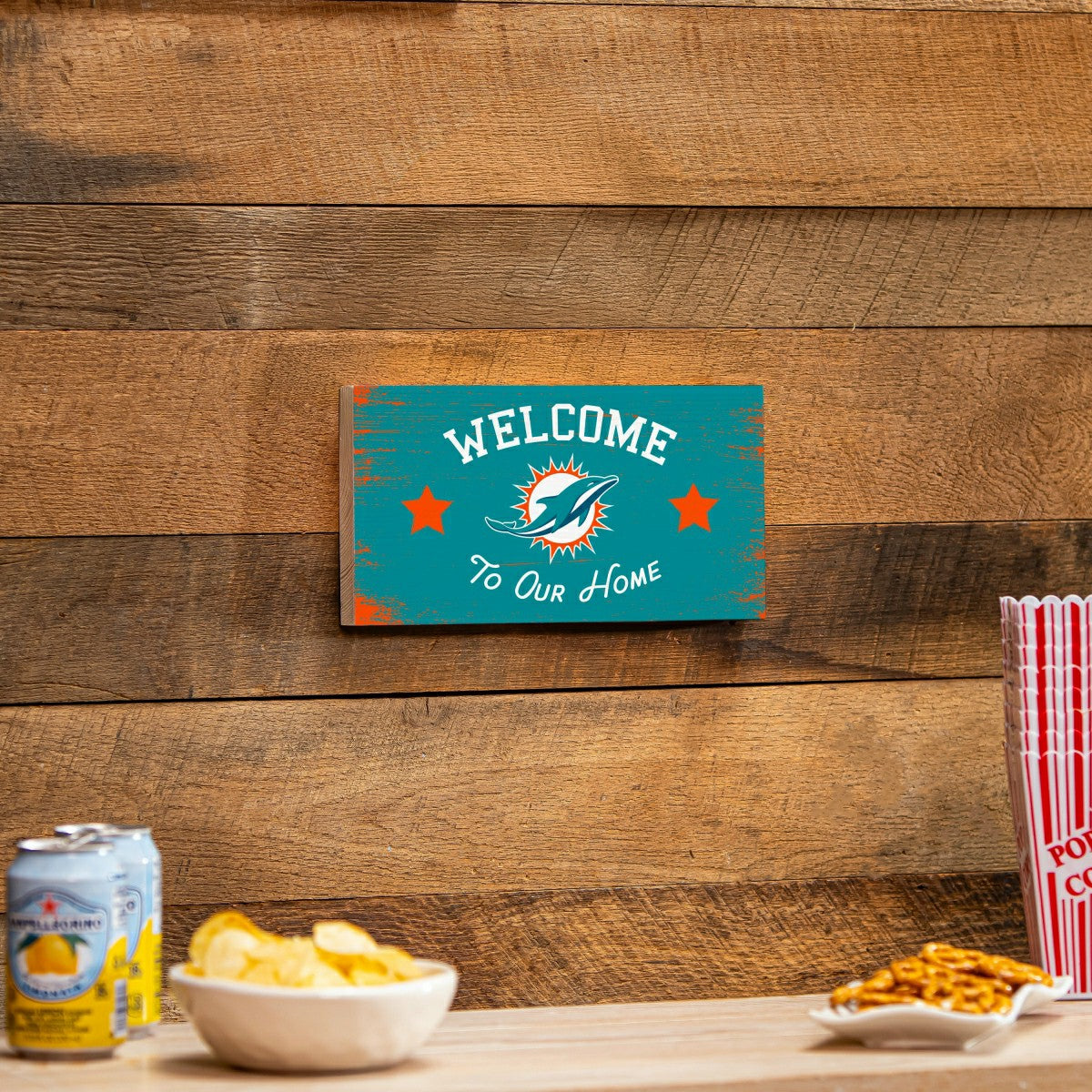 Miami Dolphins Wood Wall Sign, 6x11, NFL, Home