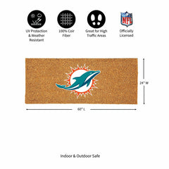 Miami Dolphins Extra Large Full Color Coir Mat, 60"x24", NFL