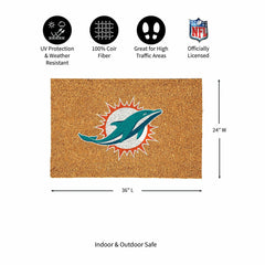 Miami Dolphins Large Full Color Coir Mat, 36"x24", NFL