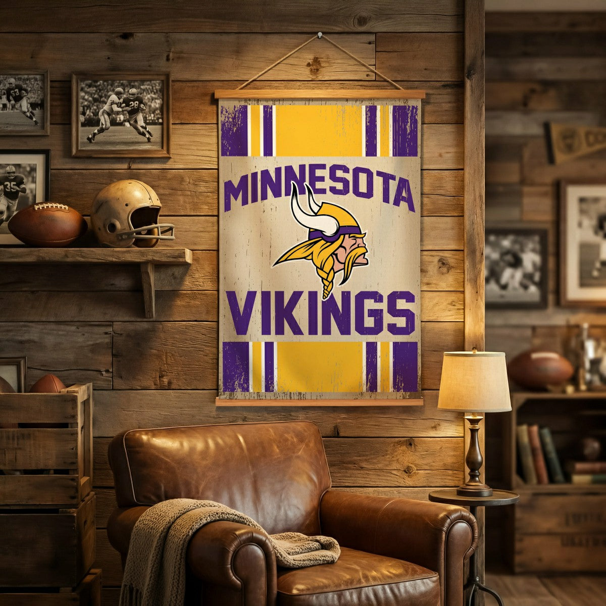 Minnesota Vikings, Canvas Wall Tapestry, Medium, 36x24, NFL, Home
