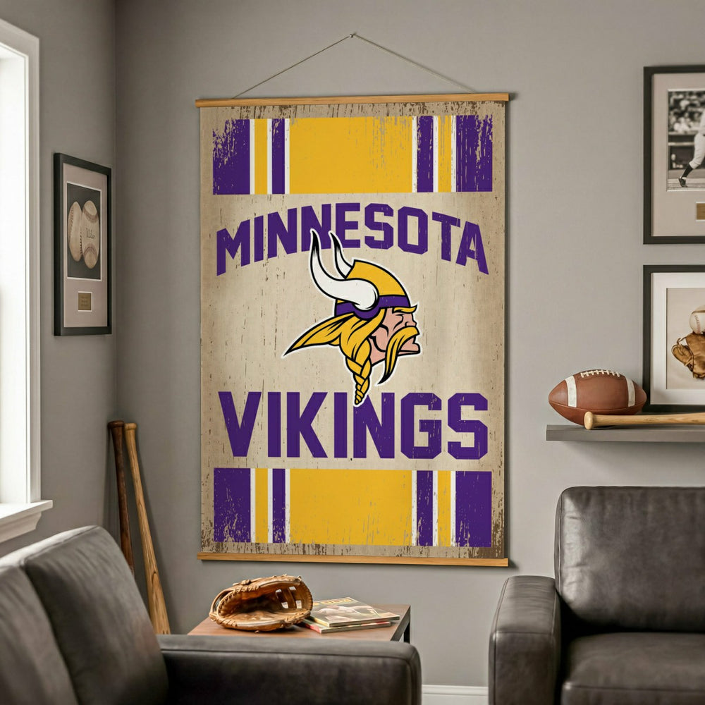 Minnesota Vikings, Canvas Wall Tapestry, Large, 54x36, NFL, Home