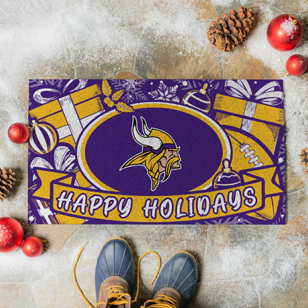 Minnesota Vikings Holiday PVC Mat, 28"x16", NFL